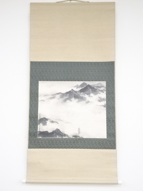 JAPANESE HANGING SCROLL / HAND PAINTED / SCENERY / BY BUNKEI HIJIYA